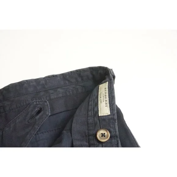 Burberry Slim Fit Linen Cotton Blue Mens Pants Trousers Sz 48 EU NEW